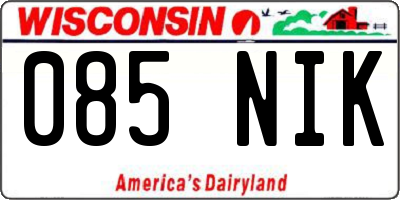 WI license plate 085NIK