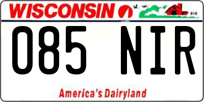 WI license plate 085NIR