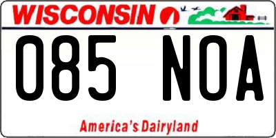 WI license plate 085NOA
