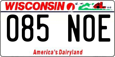 WI license plate 085NOE