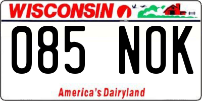 WI license plate 085NOK