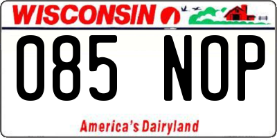 WI license plate 085NOP