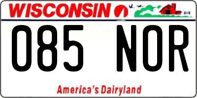 WI license plate 085NOR