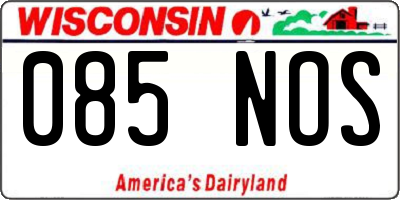 WI license plate 085NOS