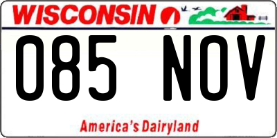 WI license plate 085NOV