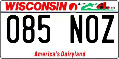WI license plate 085NOZ