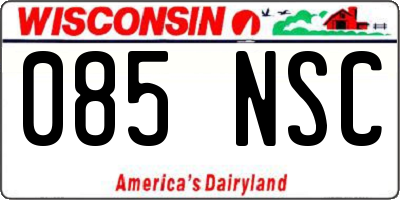 WI license plate 085NSC