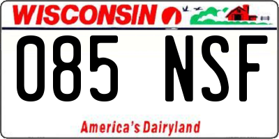WI license plate 085NSF