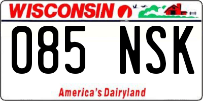 WI license plate 085NSK