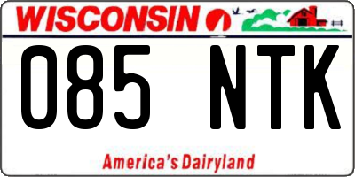 WI license plate 085NTK