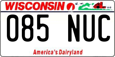WI license plate 085NUC