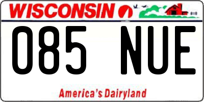 WI license plate 085NUE