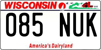 WI license plate 085NUK