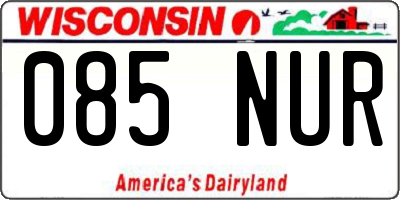 WI license plate 085NUR