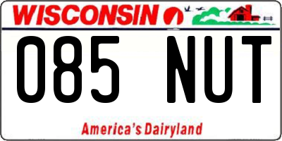 WI license plate 085NUT