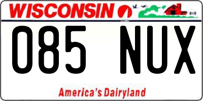 WI license plate 085NUX