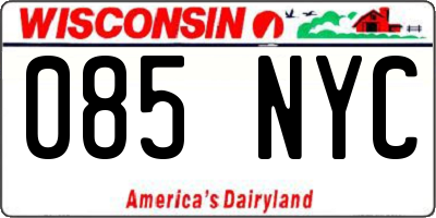 WI license plate 085NYC