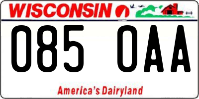 WI license plate 085OAA