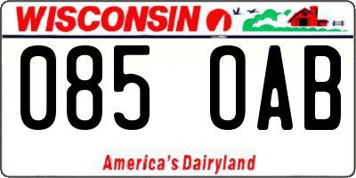 WI license plate 085OAB