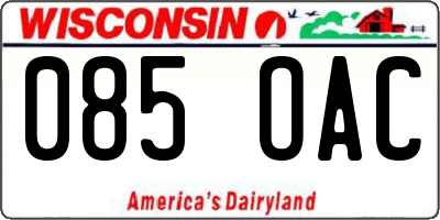 WI license plate 085OAC