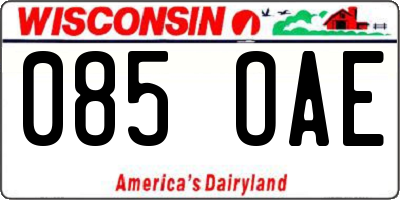 WI license plate 085OAE
