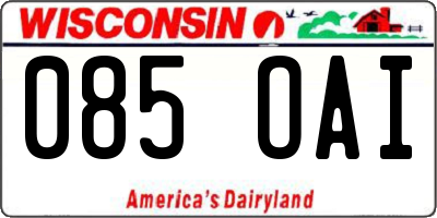 WI license plate 085OAI