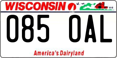 WI license plate 085OAL
