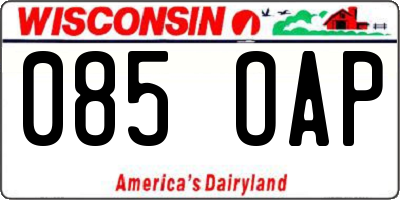 WI license plate 085OAP