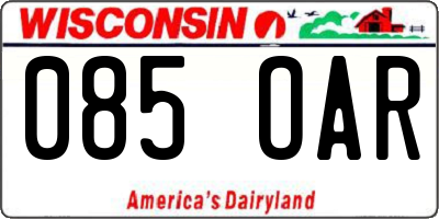WI license plate 085OAR