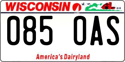 WI license plate 085OAS