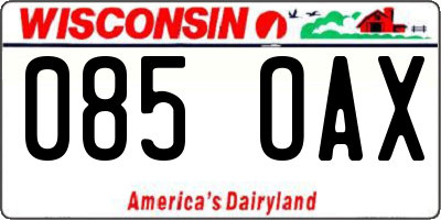 WI license plate 085OAX
