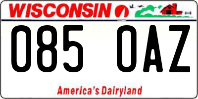 WI license plate 085OAZ
