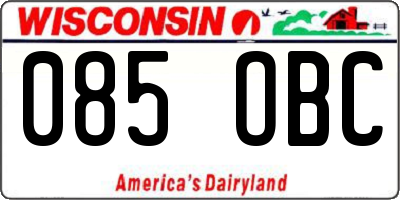 WI license plate 085OBC