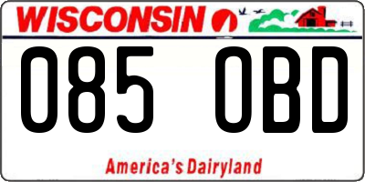 WI license plate 085OBD