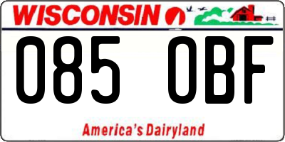 WI license plate 085OBF