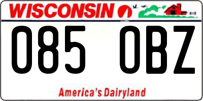 WI license plate 085OBZ