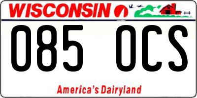 WI license plate 085OCS