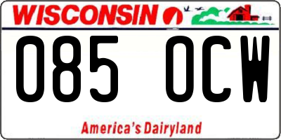 WI license plate 085OCW