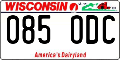 WI license plate 085ODC