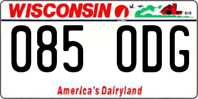 WI license plate 085ODG