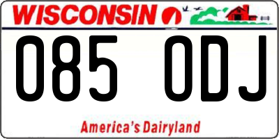 WI license plate 085ODJ