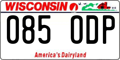 WI license plate 085ODP