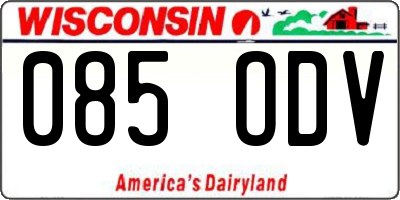 WI license plate 085ODV