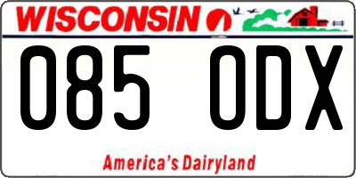 WI license plate 085ODX