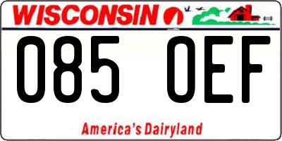 WI license plate 085OEF