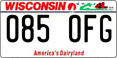 WI license plate 085OFG