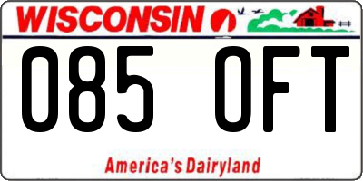 WI license plate 085OFT