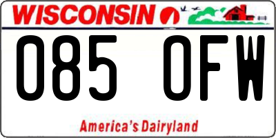 WI license plate 085OFW