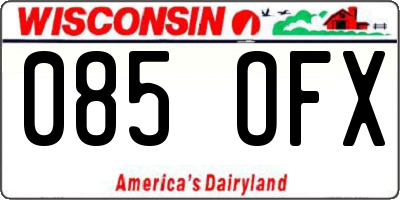 WI license plate 085OFX