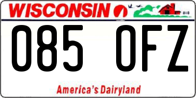 WI license plate 085OFZ